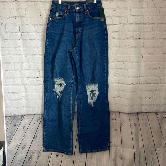 Wild Fable Women’s Super High Rise Baggy Destroyed Jeans size 2 NEW - Picture 1 of 8
